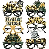 KatchOn, New Years Glasses 2026 - Pack of 6 | Plastic Gold and Black Glasses 2026 for Happy New Year Decorations 2026, New Years Eve Party Supplies 2026 | Happy New Year 2026, NYE Decorations 2026