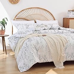 JANZAA Queen Comforter Set Bed in a Bag Queen White