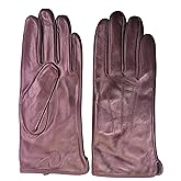 Womens Winter Genuine Sheepskin Nappa Leather Lined Gloves - Burgundy