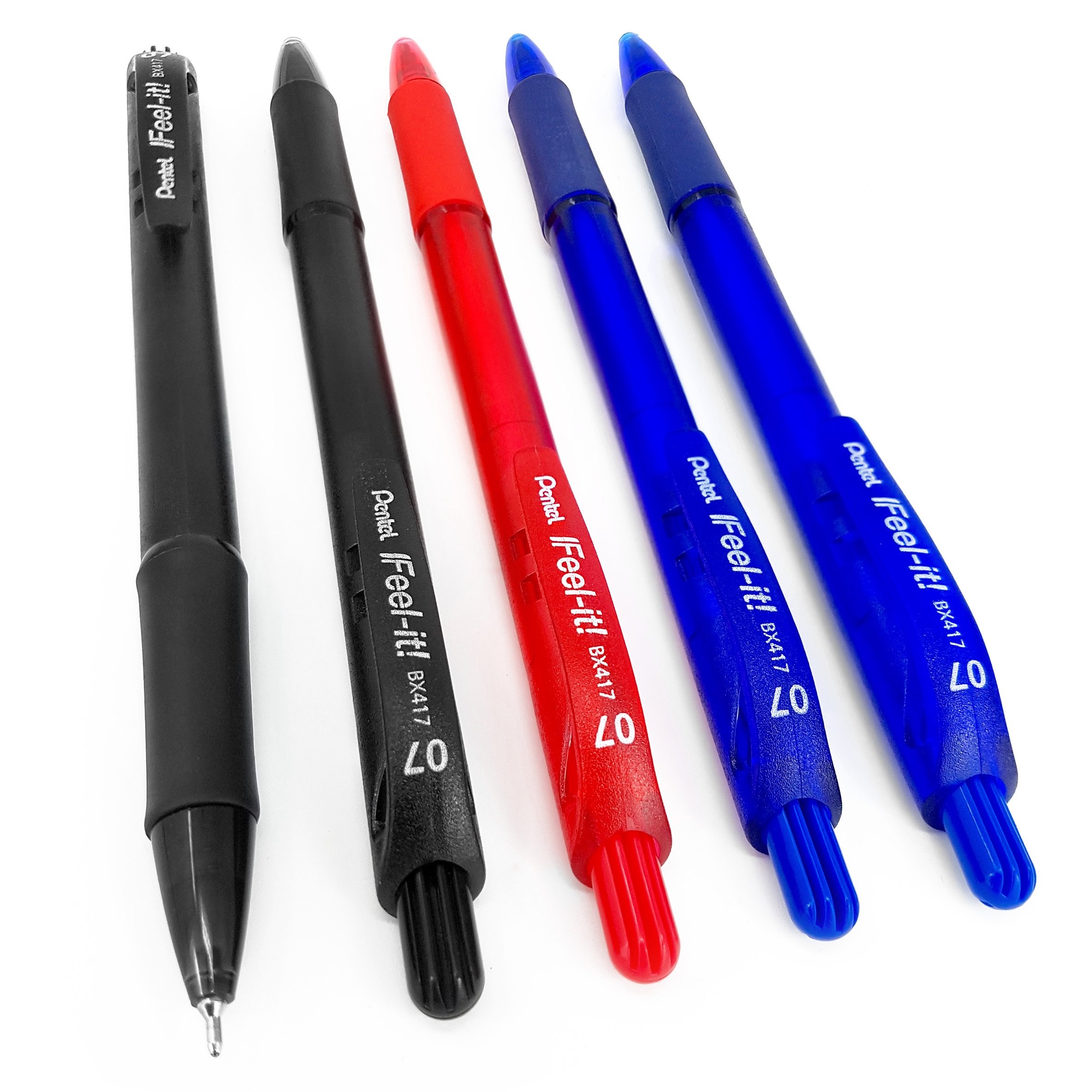 Pentel - Feel-It! - Retractable Needle Point Ballpoint - BX417-2 Black / 2 Blue / 1 Red