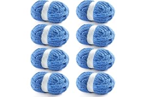 NDICANG 8 Pack Chunky Yarn for Hand Knitting - Chunky Chenille Blanket Yarn for Crocheting - Jumbo Fluffy Yarn for Crochet - Super Bulky Yarn 28.4 yds 7.7 oz Each Skein (Sky Blue)