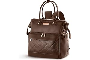 CRAFTISS Crochet Yarn Bag for Knitting, Crocheting on the Go, Faux Leather Crochet Accessories Backpack with USB Port