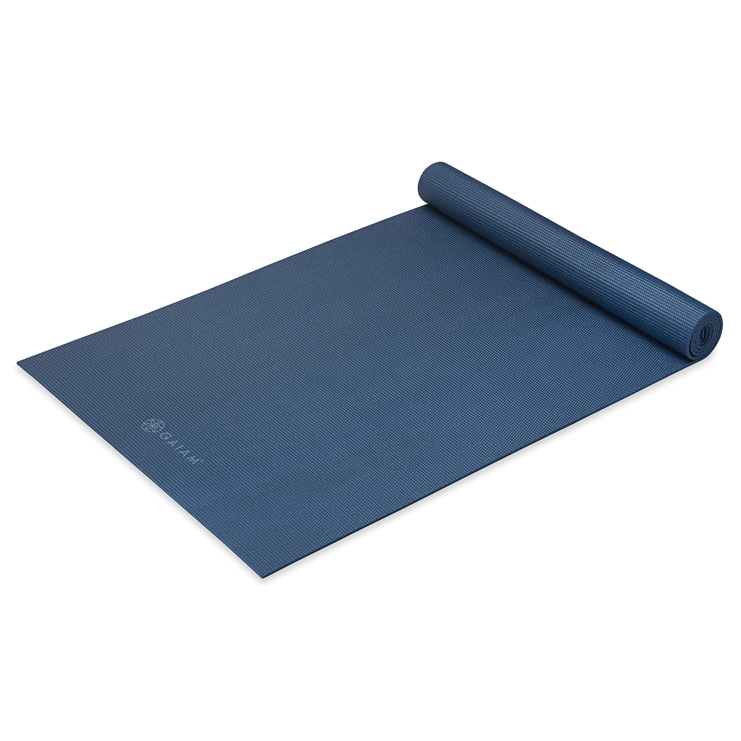 Gaiam Yoga Mat Premium Solid Color Non Slip Exercise & Fitness Mat for All Types of Yoga, Pilates & Floor Workouts, Indigo Ink, 5mm, 68"L x 24"W x 5mm Thick