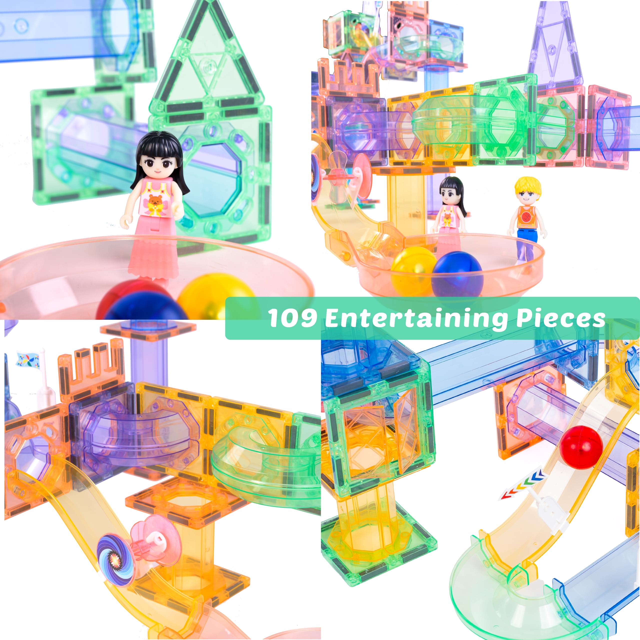 Mua Smart Toys 109 PCS Marble Run Magnetic Tiles Building Blocks STEM ...