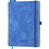 IN-LUXPRO 2026-2027 Daily Weekly Monthly Academic Planner, 6.5"x 8.5" | 18 Months Spiral Bound Agenda, Vertical Layout,Calendar Planner with Month Tabs&amp;Pocket, Vegan Leather Soft Cover,Blue