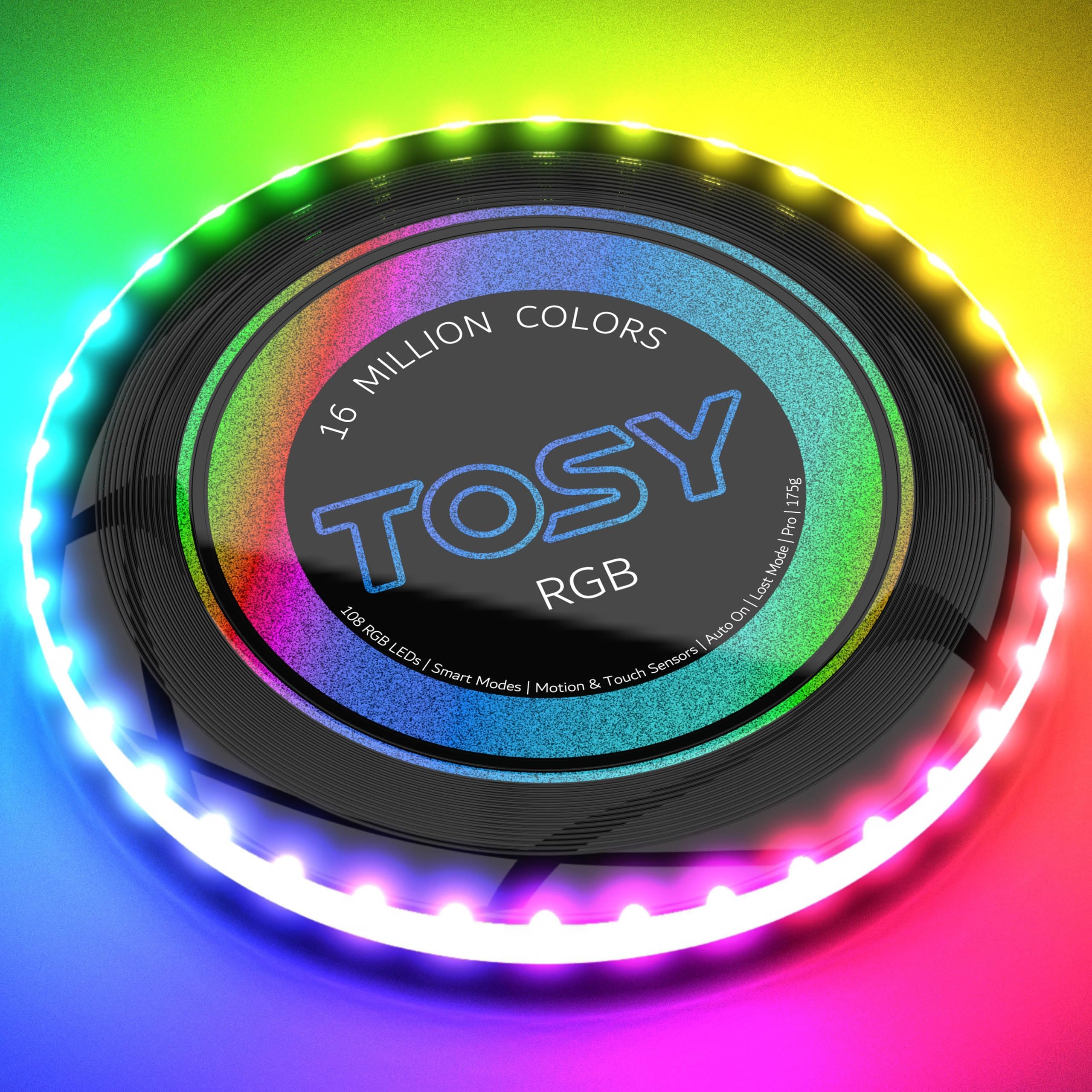 Photo 1 of TOSY 16 Million Color Flying Disc - 36 RGB LEDs, Extremely Bright, Smart Modes, Countless Styles, Auto Light Up, Rechargeable, Perfect Birthday & Camping Gift for Men/Boys/Teens/Kids, 175g frisbees