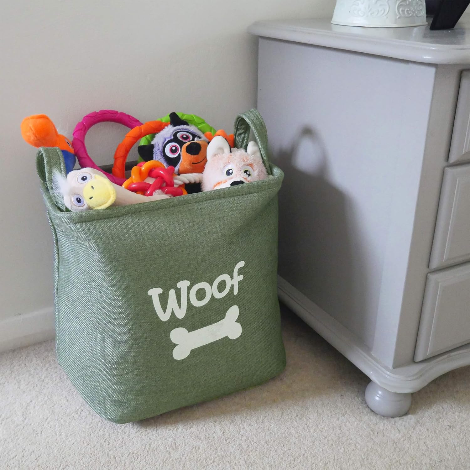 Rosewood Toy Basket for Dogs - Stylish & Durable Storage Solution, Forest Green, Ideal for Keeping Pet Toys Organised Dog Breeds - Image 4