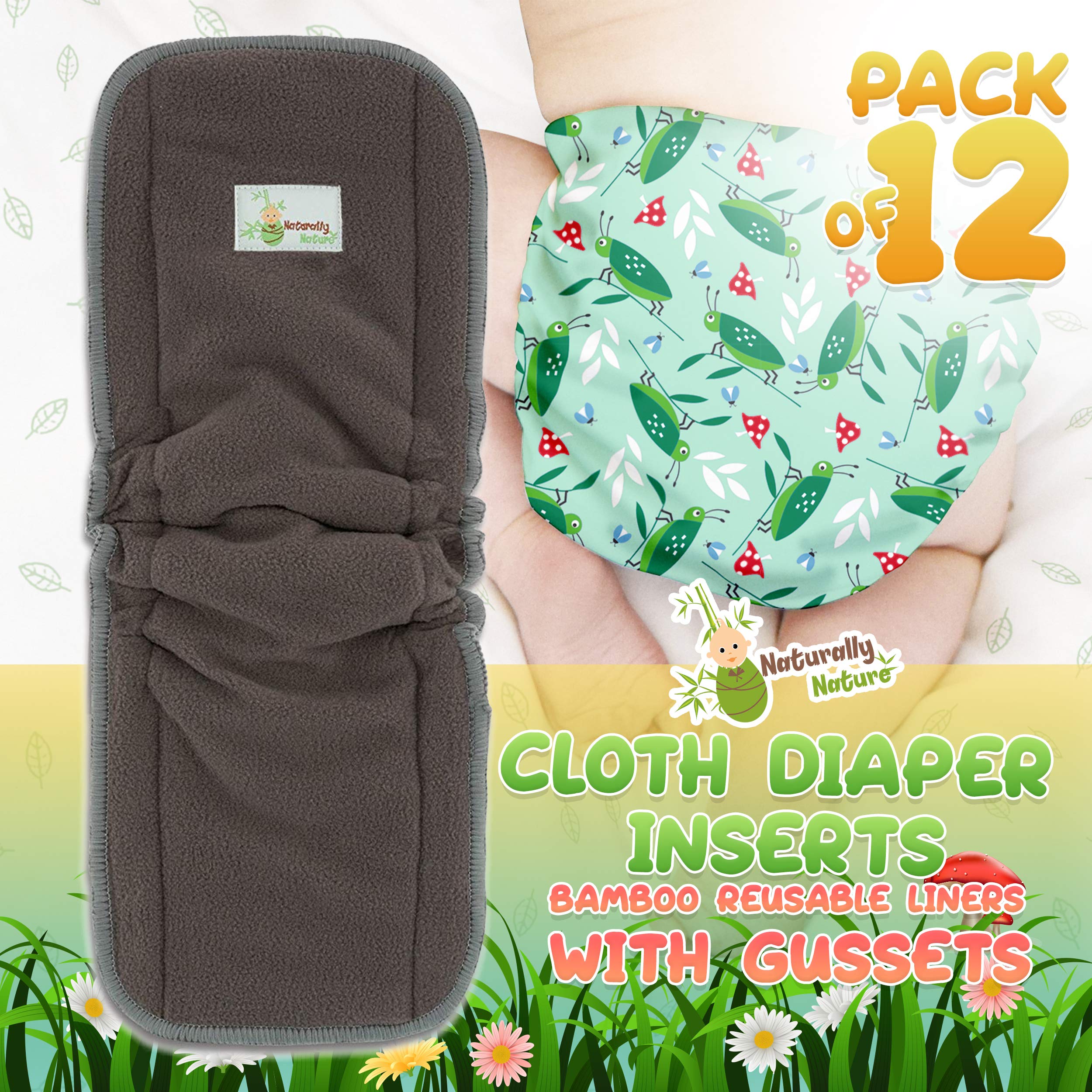 Naturally Natures Cloth Diaper Inserts 5 Layer Insert Charcoal