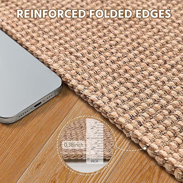 NATUREI KITCHEN RUNNER RUGS NON SLIP WASHABLE, 4X6 FT KITCHEN MATS FOR FLOOR, WOVEN COTTON SOFT AREA RUGS FOR ENTRYWAY, KITCHEN SINK, BEDROOM, LAUNDRY ROOM