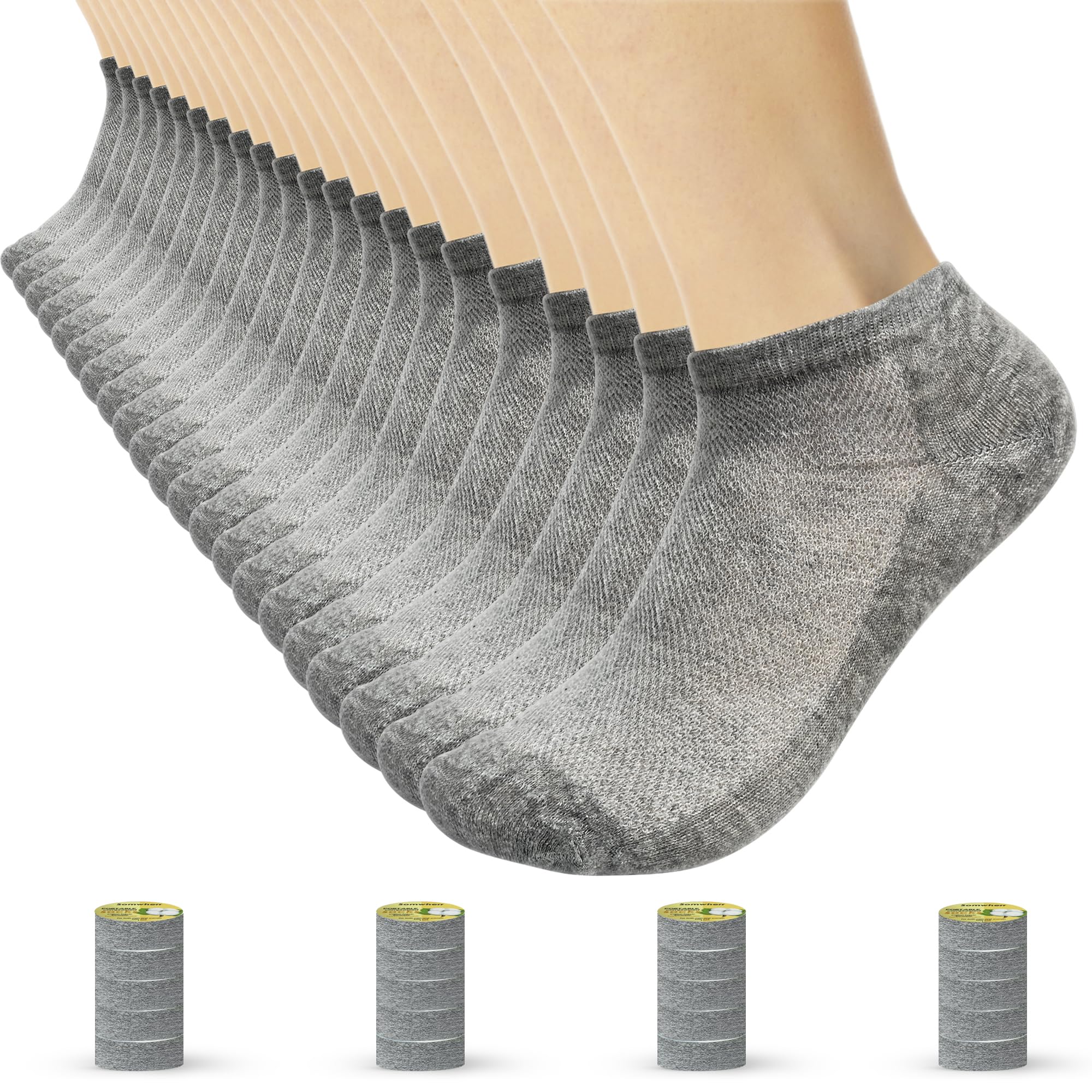 Photo 1 of 20 Pairs Portable Disposable Socks – Individually Wrapped Travel Socks for Men & Women – Low Cut Cotton Sock for Gym, Hotel, Daily Wear