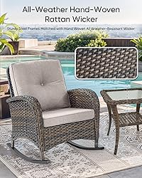 HUMMUH 3-Piece Outdoor Rocking Chairs,All-Weather