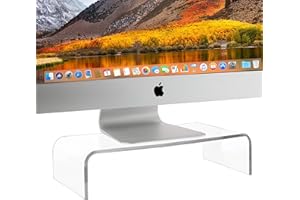 Homeries Acrylic Monitor Stand (3.7 Inches High) | Universal Computer Riser for Home, Office, Business, Desk, Gamers | Multi Media Platform Lift for Laptop, Printer, TV Screen, PC |Extra Storage Space