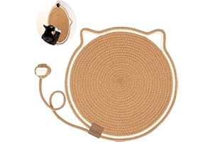 LETALONG Cat Scratcher Mat, Natural Cotton Rope Cat Scratch Pad, 15.7'' Round Horizontal Floor Cat Scratching Pads for Indoor Cats, Cat Furniture Protector for Wall, Couch, Carpets, Sofas