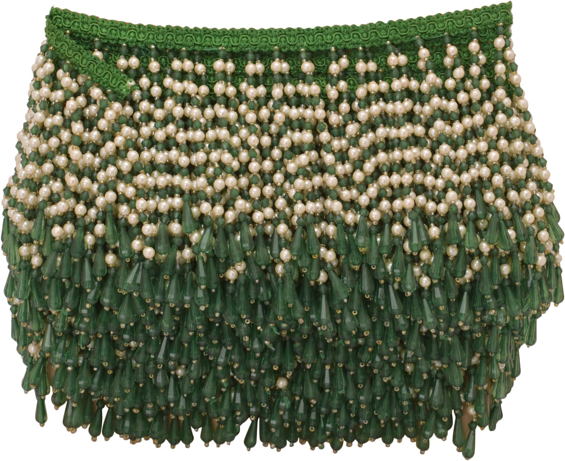 Indian Decorative Trim Green Beaded Sewing Dress Material Craft Lace Ribbon by The Yard