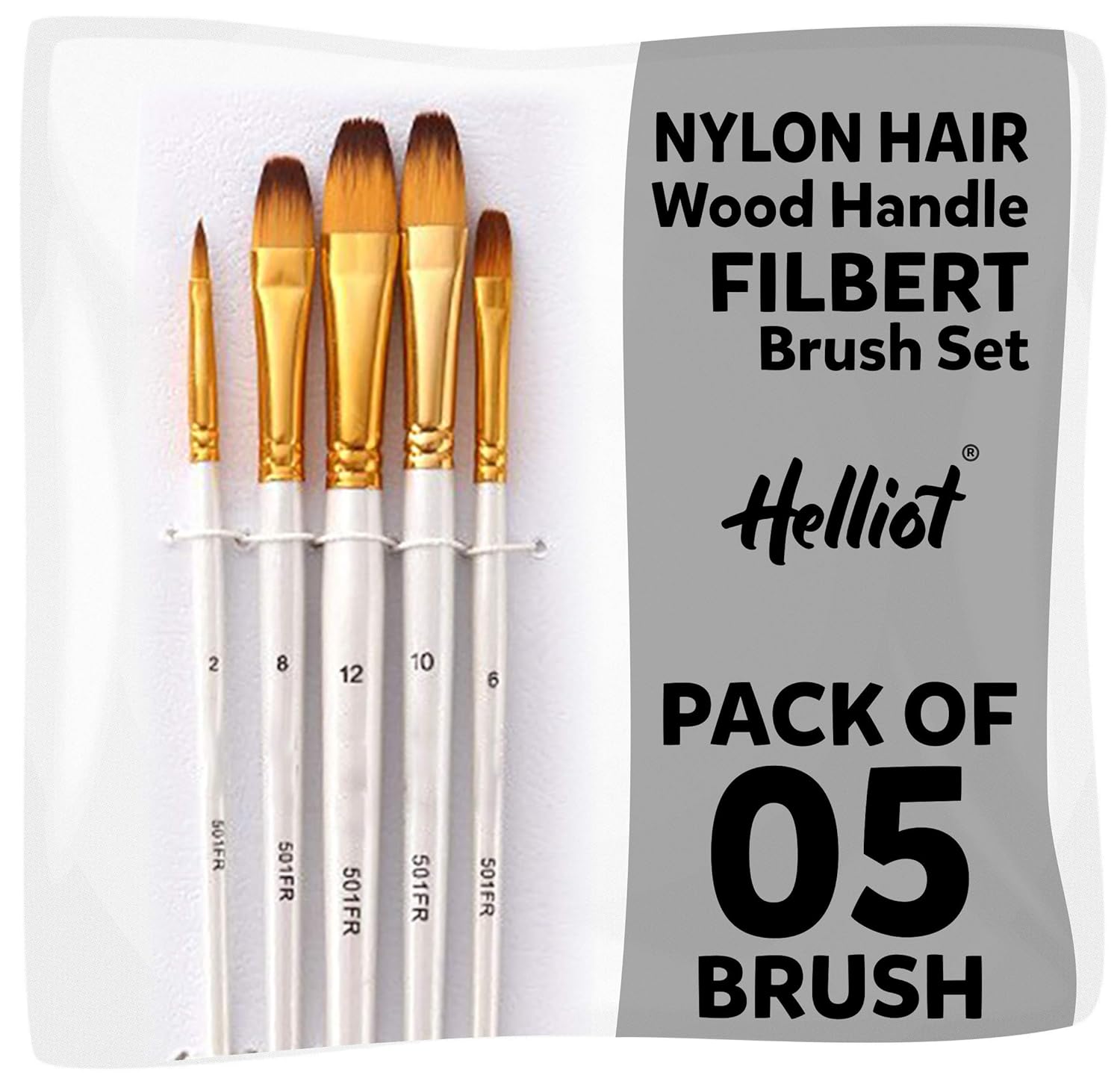 Helliot Filbert Paint Brushes; Professional Oil Paint Brush Set; Anti