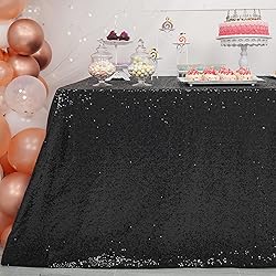 Trlyc Black Sequin Tablecloth - 60x84inch Glitter