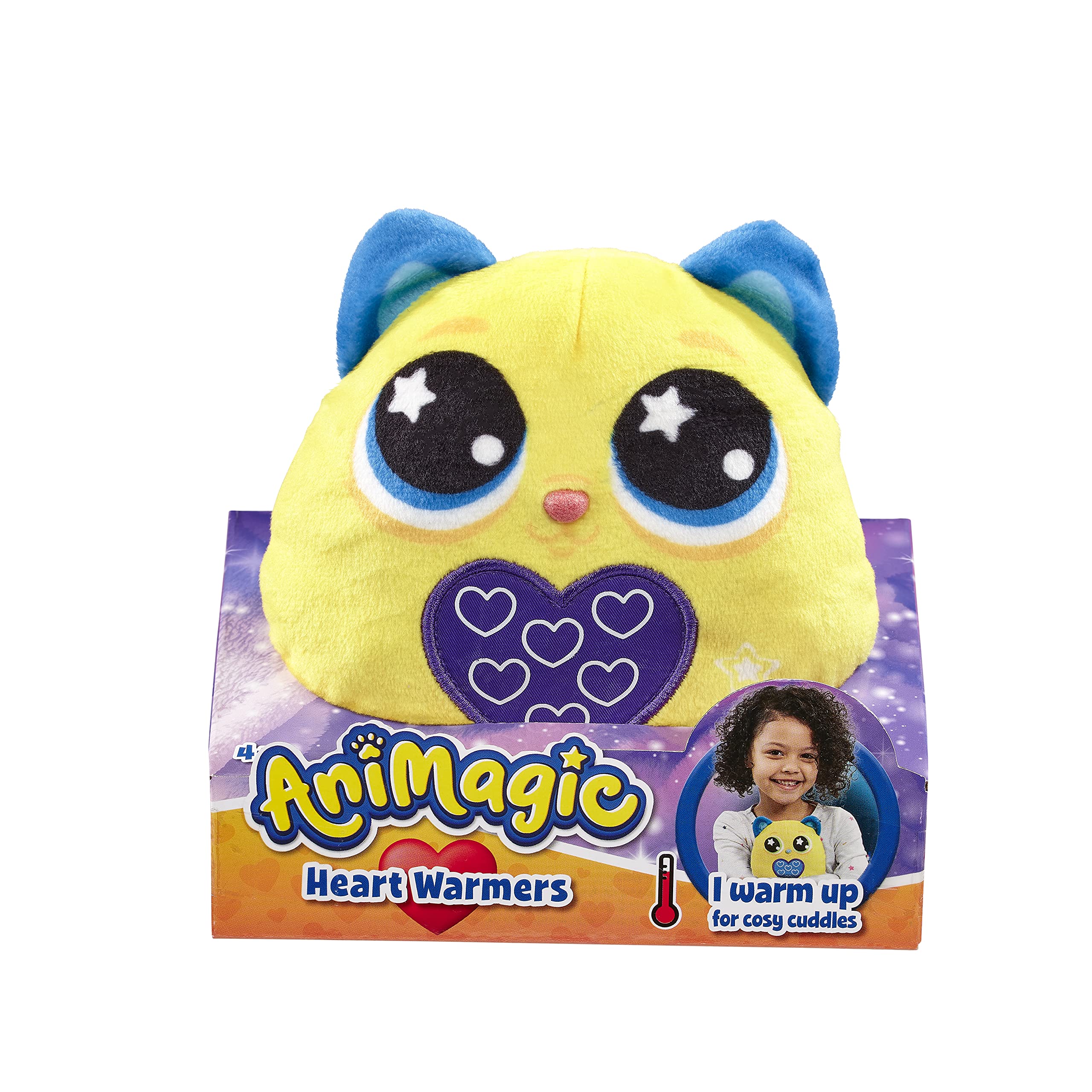 Animagic: Heart Warmers - Cat (Small) | Colour Changing Cuddly Companion with Reusable Heat Pack for Extra Comfort | For Kids Aged 4+