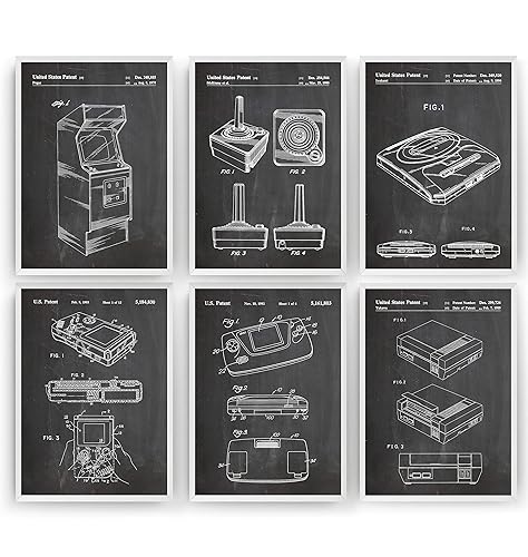 Consoles De Jeux Affiche De Brevet Lot De 6 Affiches Impressions Prints Art Vidéos Informatiques Gamer Gaming Patent Posters Poster Cadeaux Hommes
