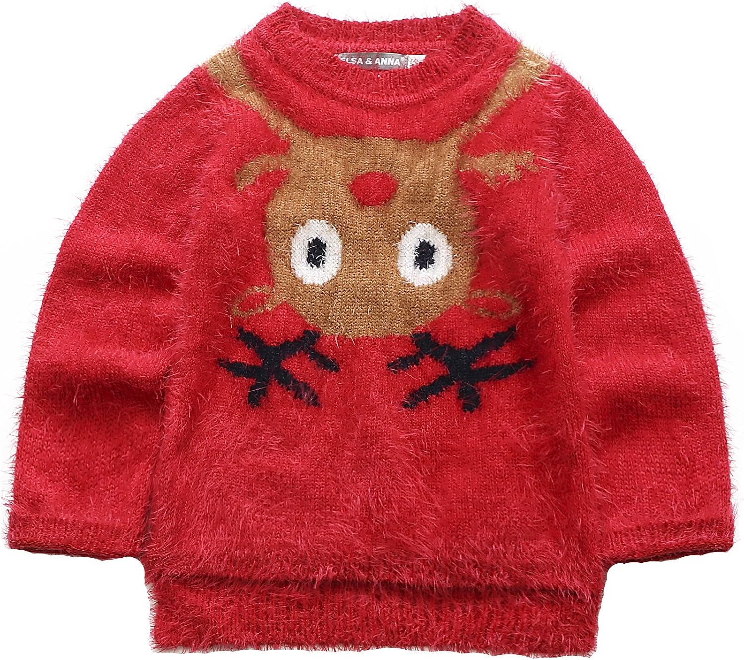 ELSA & ANNA UK Girls Children Kids Christmas Jumper Girls Xmas Jumpers Sweater REDJUM11 (RED, 5-6 Years)