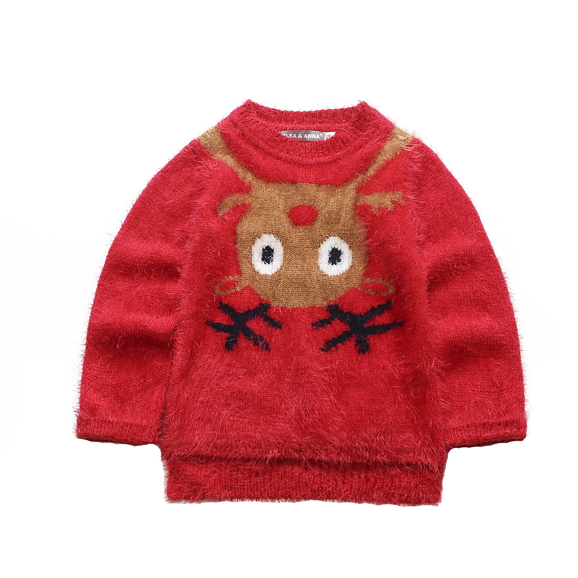 ELSA & ANNA UK Girls Children Kids Christmas Jumper Girls Xmas Jumpers Sweater REDJUM11 (RED, 5-6 Years)
