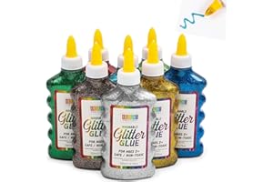 Bright Creations Glitter Glue - Washable Easy-Squeeze Bottles for DIY Craft Projects - Metallic & Multicolor Variety Set - 6.76 Oz, 8 Bottles