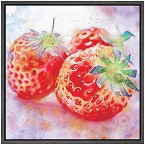 SIGNWIN Framed Canvas Wall Art Fresh Strawberries in...