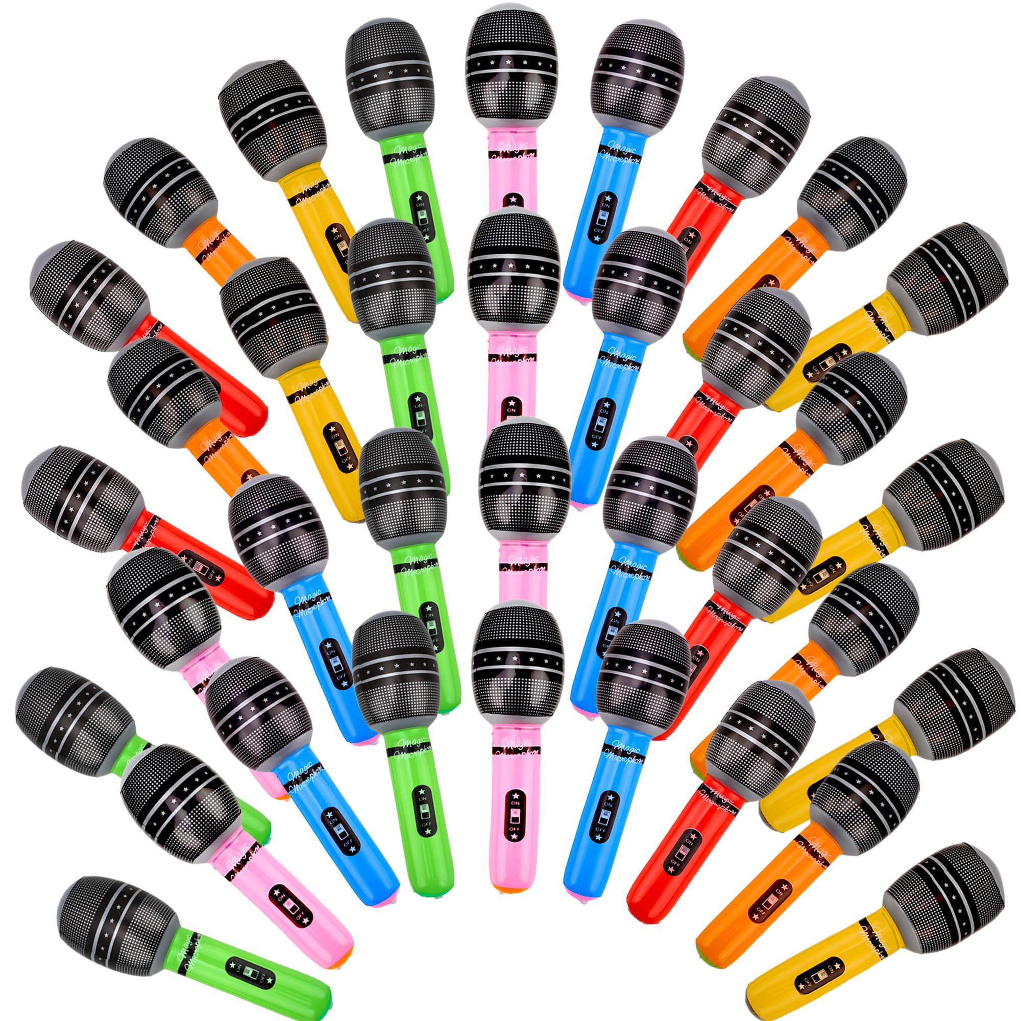Octaday 36 Pcs Inflatable Microphones Blow up Microphone Bulk Assorted Colors Inflate Microphone Props