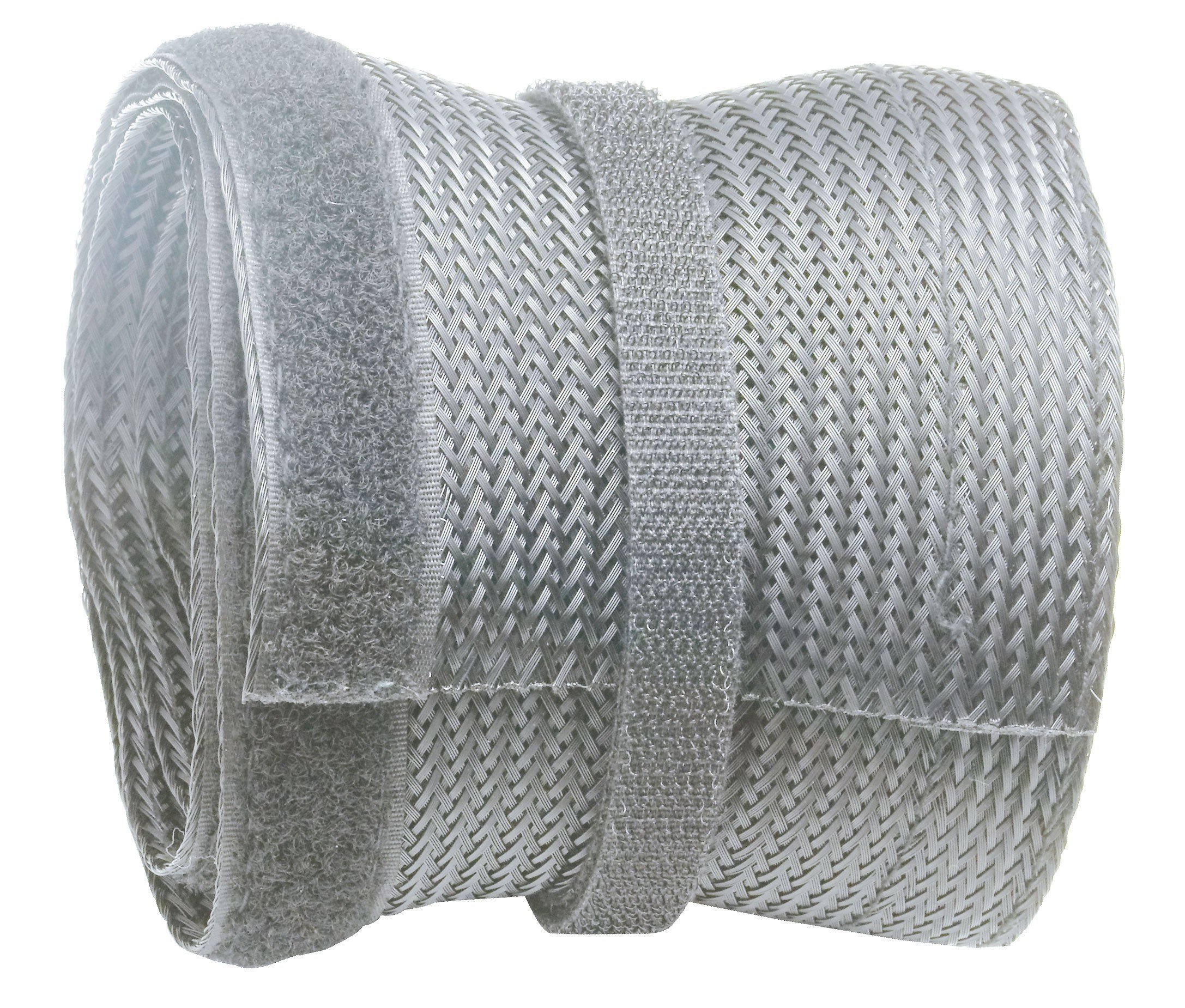 RICOO Cable Tidy Grey 200cm x 13.5cm Flexible Trunking Sleeve Z9135G-2 Wire Organiser with Hook and Loop Fastener Cord Management Duct