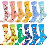 Fun Colorful Socks Patterned Funky Happy Crew Sock Combed Cotton Stockings Packs