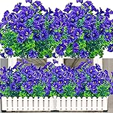 NOV FIRE 8 Bundles Artificial Fake Flowers for Outdoor - UV Resistant Fake Flowers Outdoor Faux Plastic Plants for Outside Patio,Porch,Garden Décor(Purple)