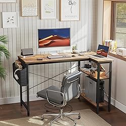 TIQLAB Small Computer Desk with Power Outlets, 40