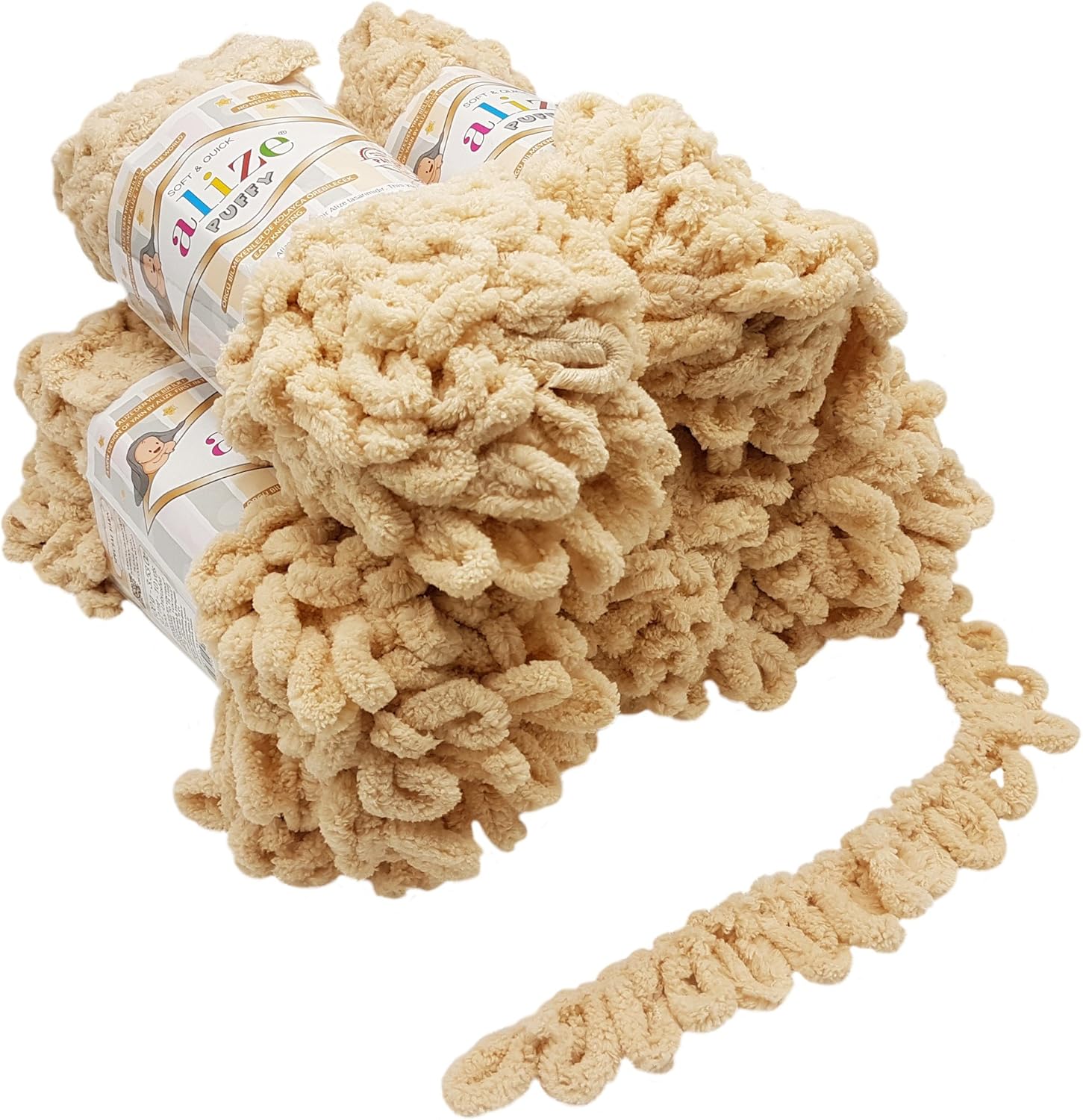 Alize Puffy 5 x 100 g wool, 500 g of yarn for finger knitting, extra