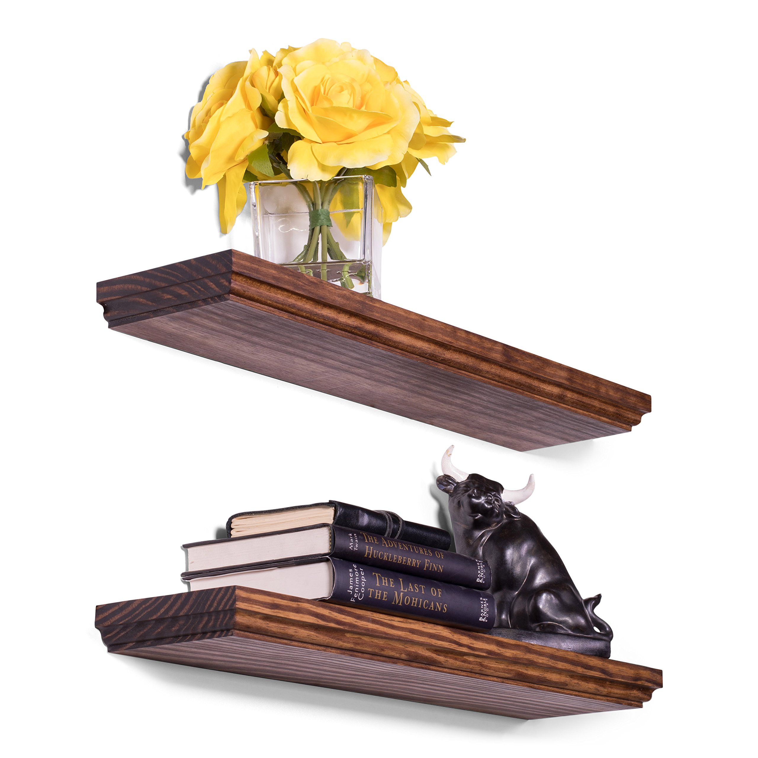 DAKODA LOVE 24" x 5.25" Routed Edge Solid Wood Floating Shelves