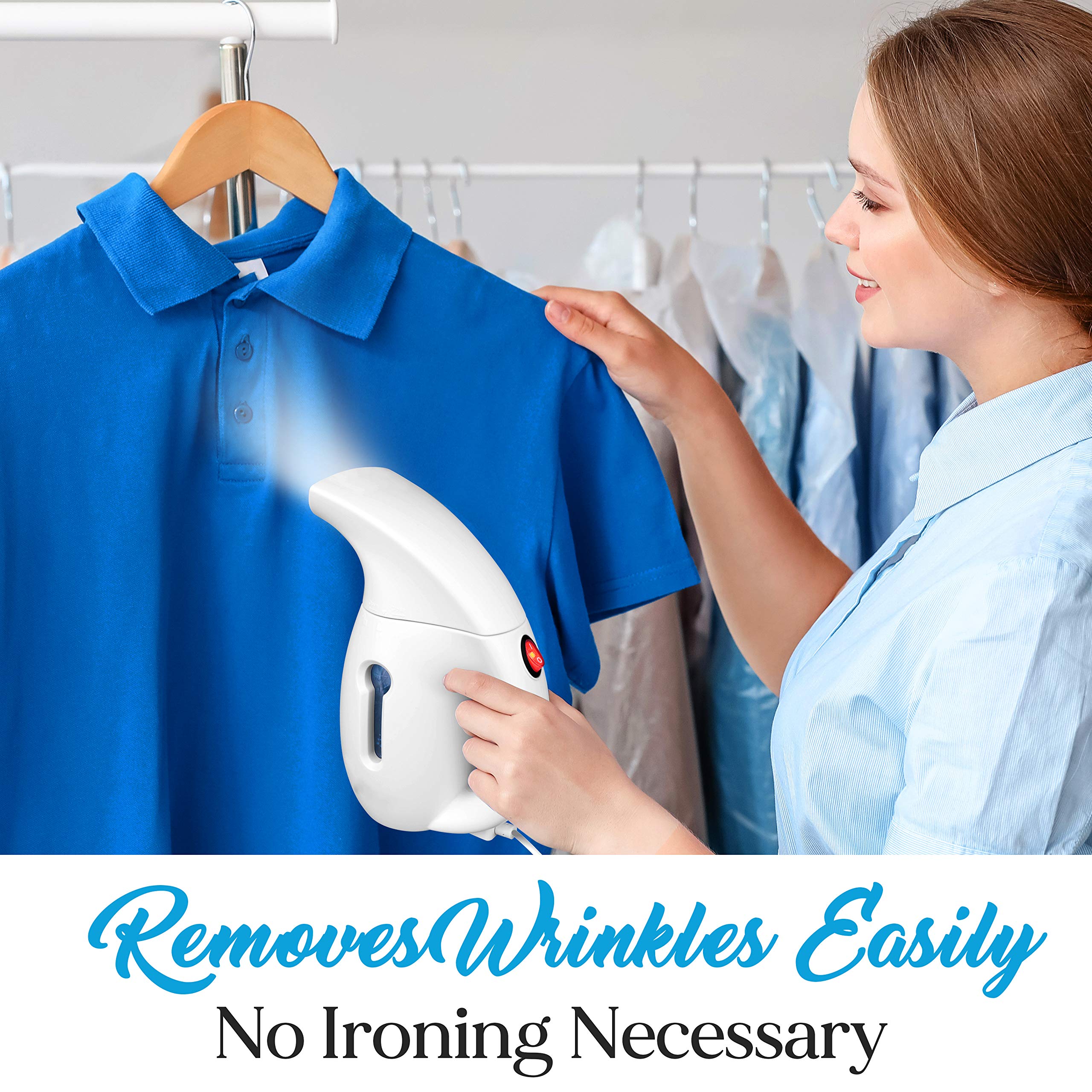 SereneLife Portable Handheld Fabric Steamer - 180ml Water Tank Capacity Compact Lightweight Travel Steamer Handheld Water Vapor Garment Steamer, Wrinkle Remover For Clothes Furniture Curtain - PSTMH17