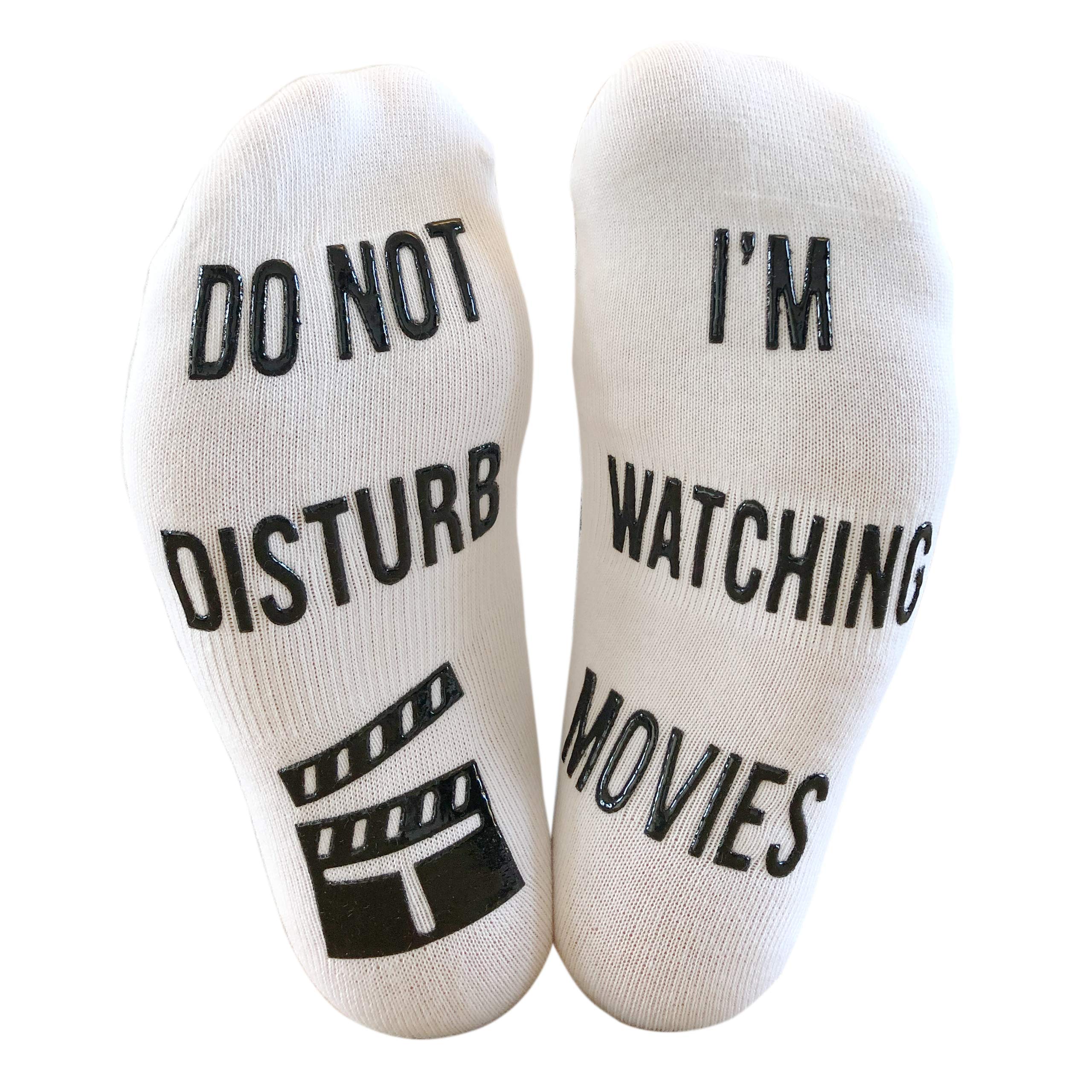 'Do Not Disturb, I'm Watching Movies' Funny Ankle Socks - Great Gift For Movie Enthusiasts
