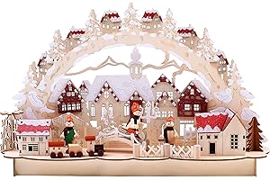BRUBAKER Christmas LED Light Arch - Old Town Winter Scene - 17.7 x 4.7 x 10.6 Inches