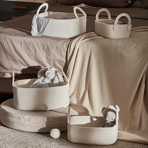 LA JOLIE MUSE Storage Baskets Set of Woven Basket Cotton Rope