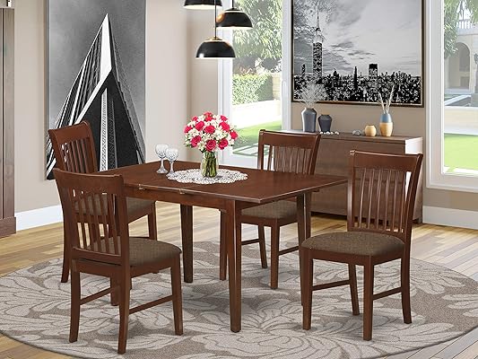 5-Piece Kitchen Nook Dining Set with Leaf and 4 Chairs