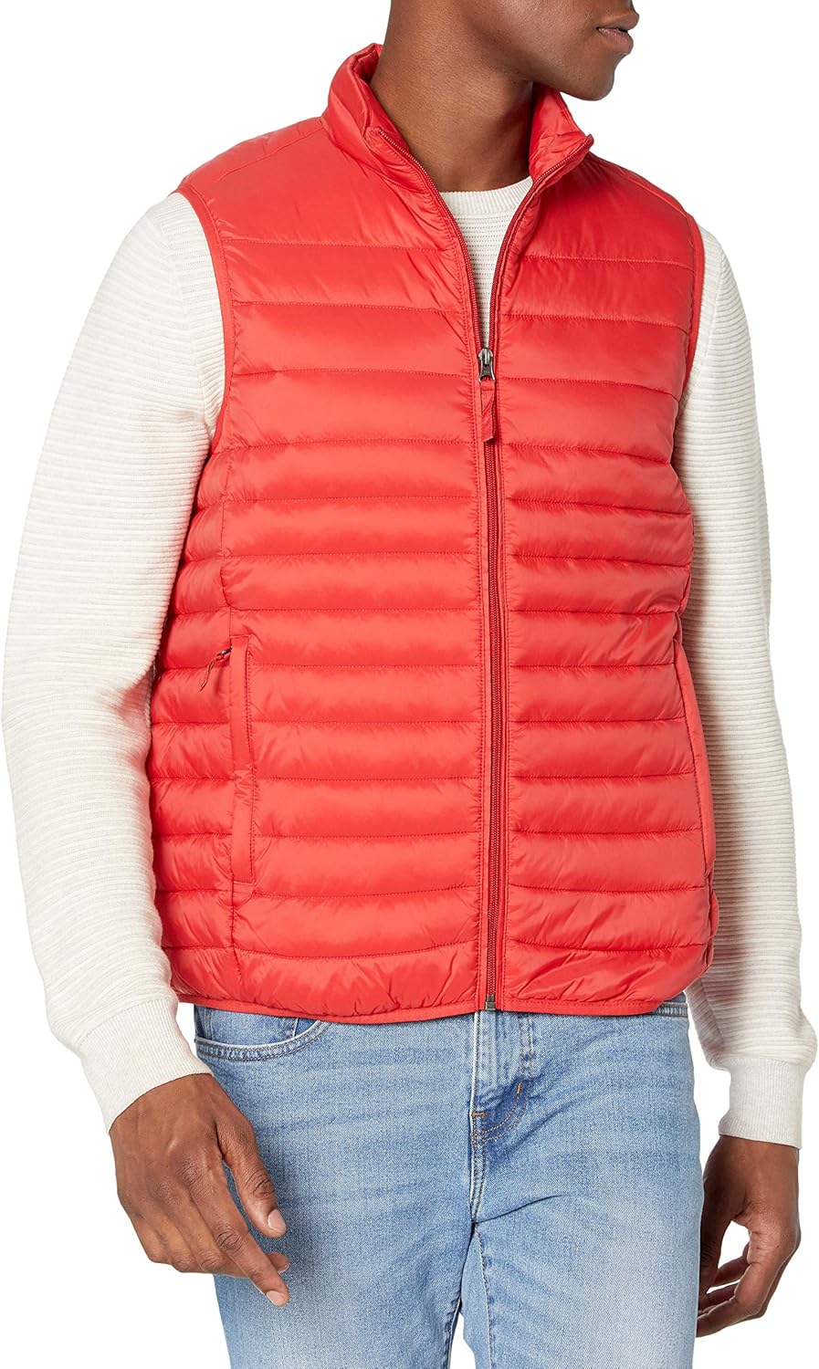  Essentials Men's Lightweight Water-Resistant Packable Puffer Vest: Clothing
