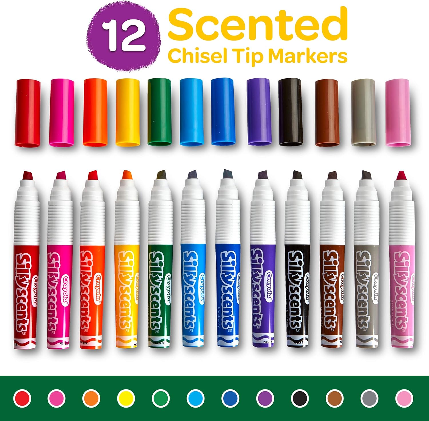 Crayola Silly Scents Scented Markers, Washable Markers, Boys & Girls Stocking Stuffers, 12 Count: Office Products