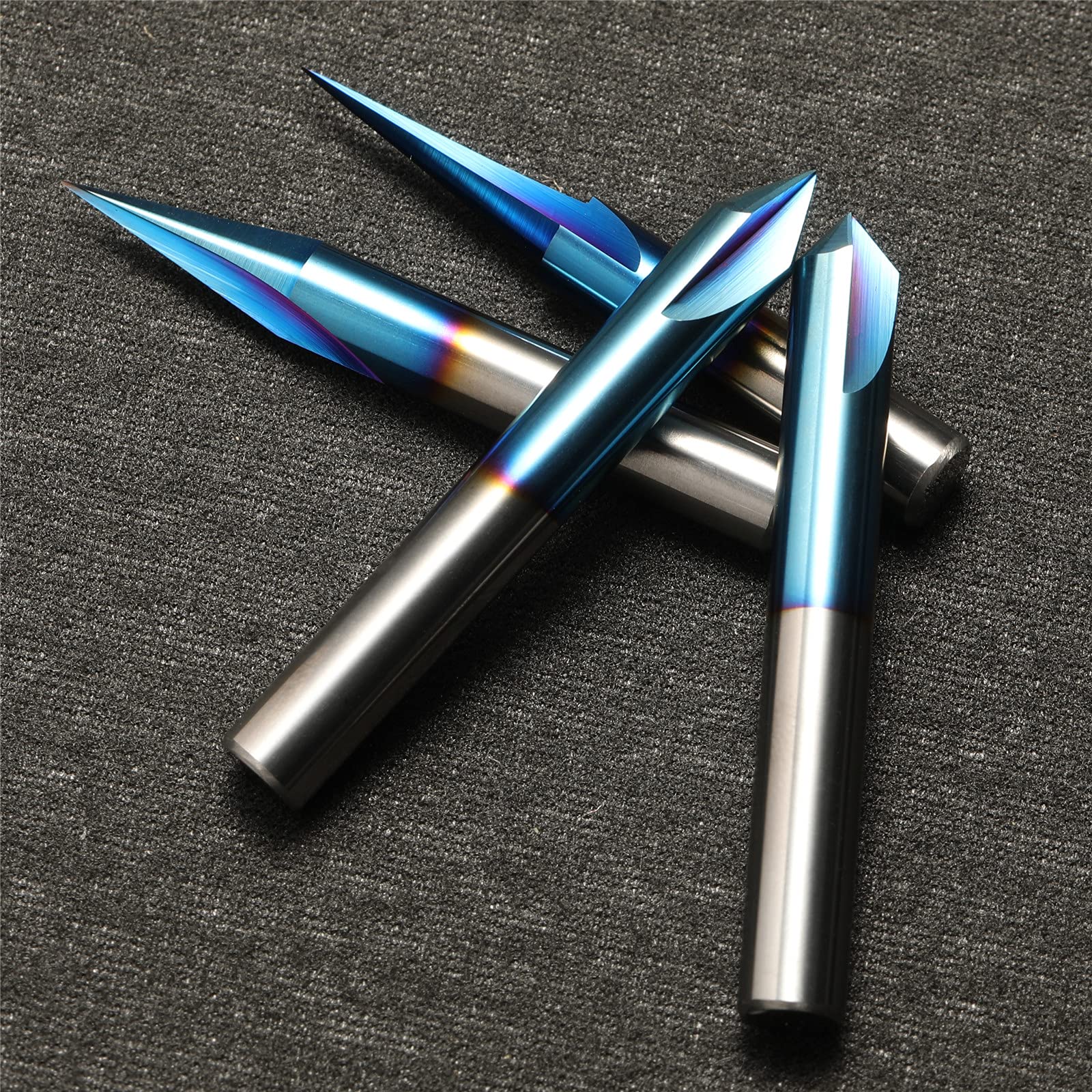 CNC Wood Carving Router Bits Set, 1/4'' Shank, 4 PCS, 15° Detail Carving Liner+ 20° Profile bit+ 60° & 90° V Groove, WC04A