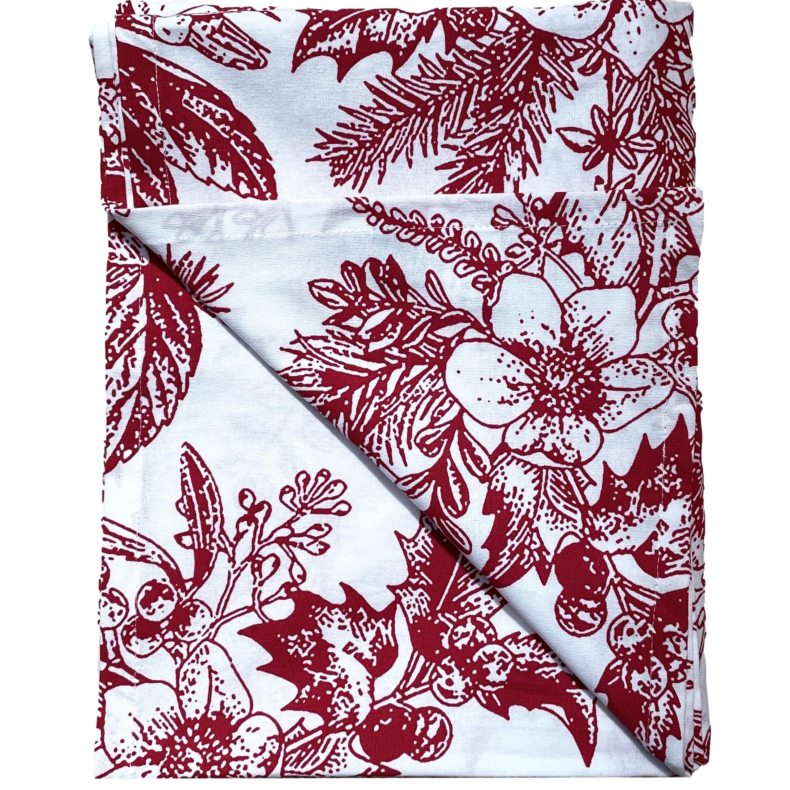 Ragged Rose Christmas Table Cloth - Festive Linen Tablecloth with Nordic Style Prints for Living Room & Kitchen - Cotton Tablecloth That Fits a 6-7 Ft Table — image 1