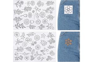 Amaxiu 50+Pcs Water Soluble Stabilizer for Embroidery, 2 Sheets Stick and Stitch Embroidery Paper Hand Sewing Stabilizers Self Adhesive Embroidery Stabilizers Tear Away Embroidery Stabilizers(Style-B)