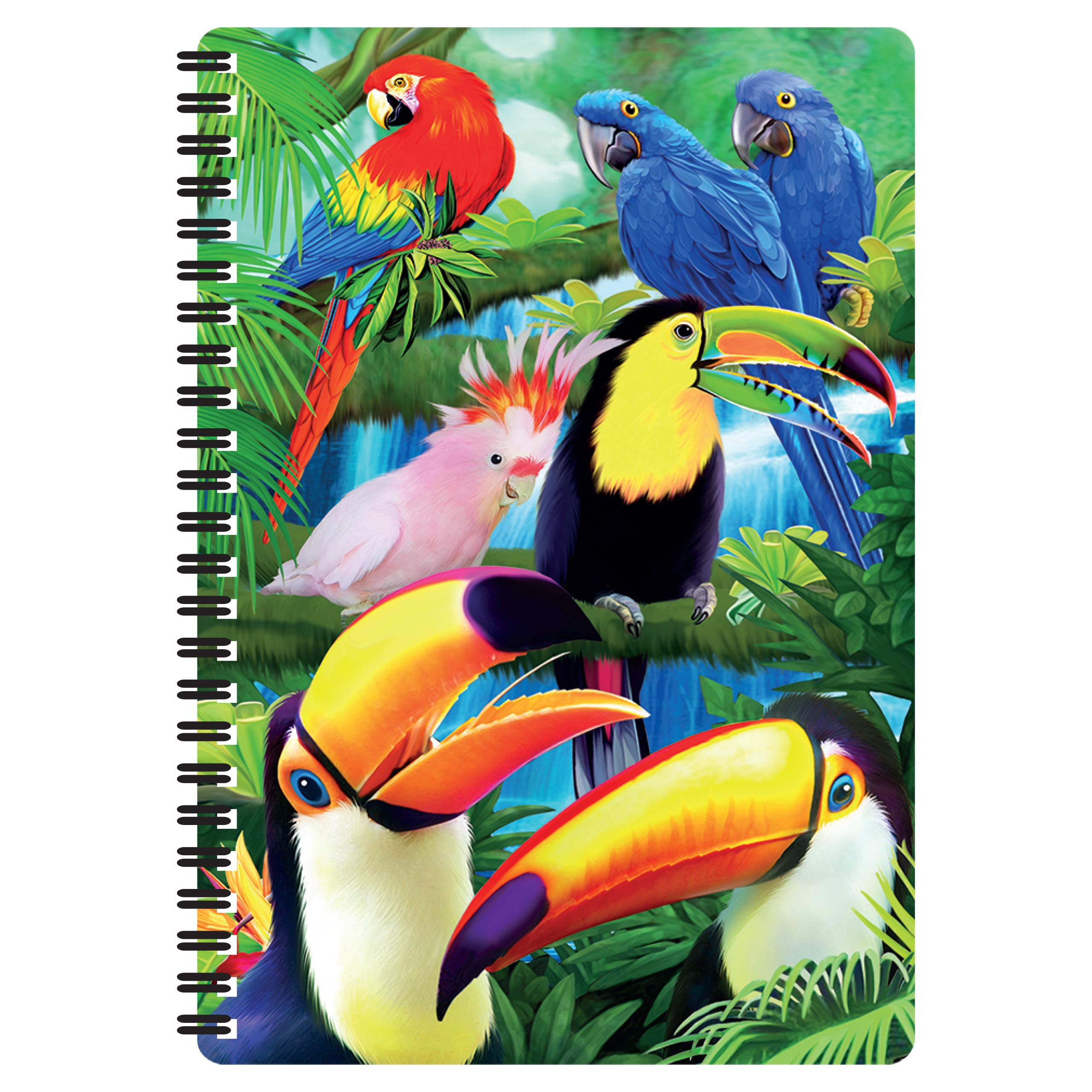 3D LiveLife A5 Notebook - Toucan Paradise from Deluxebase. Spiral Bound Lined Notebook with 80 Recycled Pages, 3D Toucan Art Notebooks for Work, Gifts and School Supplies, (21 x 14.5 cm).