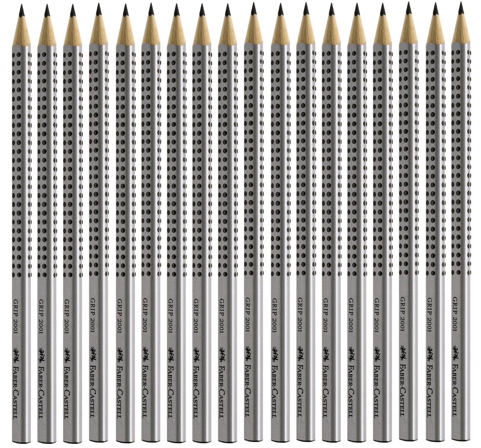 Faber-Castell Grip 2001 Pack of 6 Pencils silber 2B