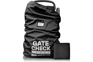 Bramble 45" Large Gate Check Stroller Bag for Airplane - Universal Fit, Drawstring Closure, ID, Padded Adjustable Strap - Baby Buggy Stroller Travel Bag for Airplane Travel (Black)