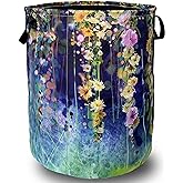 Blue Green Floral Laundry Basket Oxford Cloth Foldable Hamper 18.9x16.5Inch | Colorful With Handles Tote Bag Funny Laundry Hamper Clothes Storage Bucket Toy Organizer For Bathroom/Laundry/Bedroom