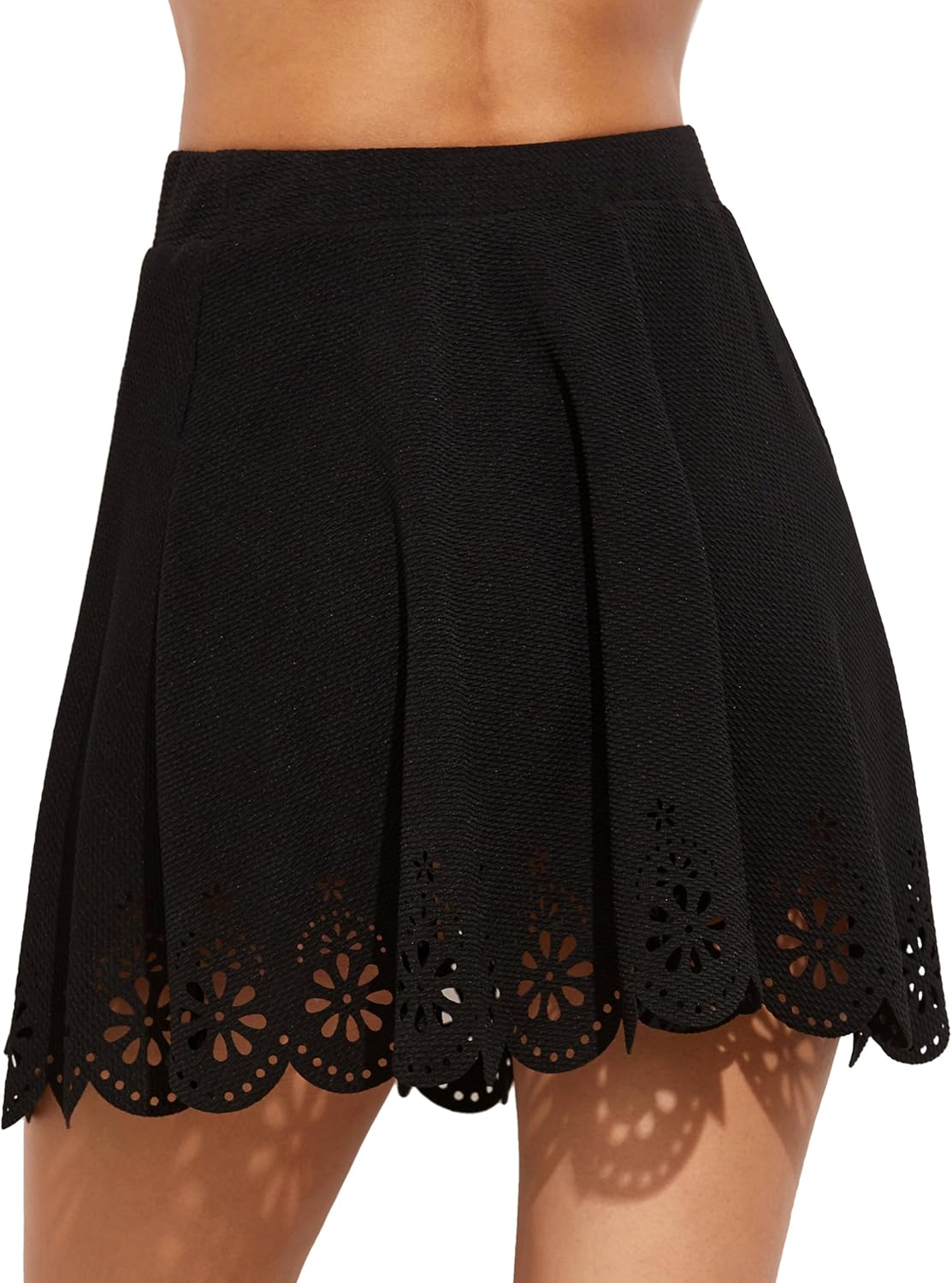 SheIn Women's Basic Solid Flared Mini Skater Skirt at  Women’s Clothing store