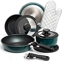 10 Piece Aluminum Pots And Pans Set Nonstick, Removable Handle Cookware, Stackable Pots And Pans Set, Dishwasher safe…