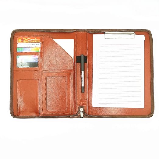 Padfolio Portfolio Folder PU Leather Conference Folder Zippered Pockets Personal Document